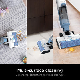 Brushroll removal button demonstrated for quick replacement