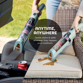 Shark StainForce 2-in-1 bottle blends two solutions for versatile stain care.