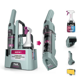 Shark StainForce dual-activated solution bottle for fast stain breakdown and easy spot cleaning.