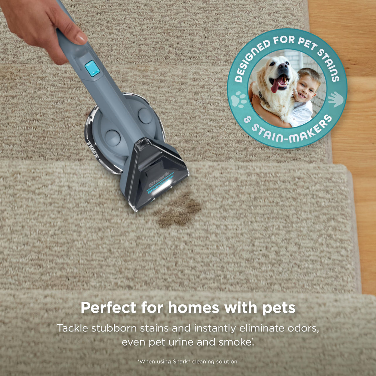 Shark StainStriker 3.5 inch stain eliminator in action