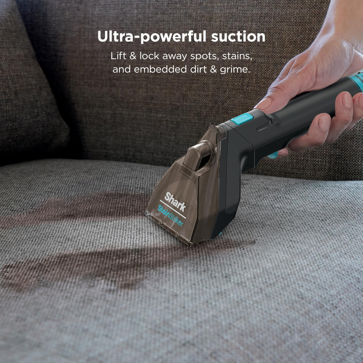 Shark StainStriker versatile for carpets, upholstery, rugs, and car interiors.