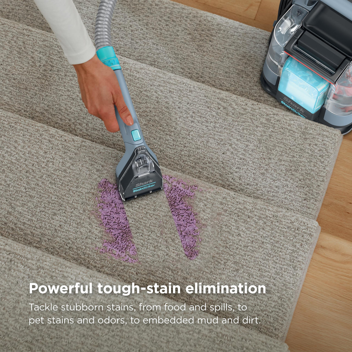 Dual activated solution mixing inside the Shark StainStriker unit enables ready use