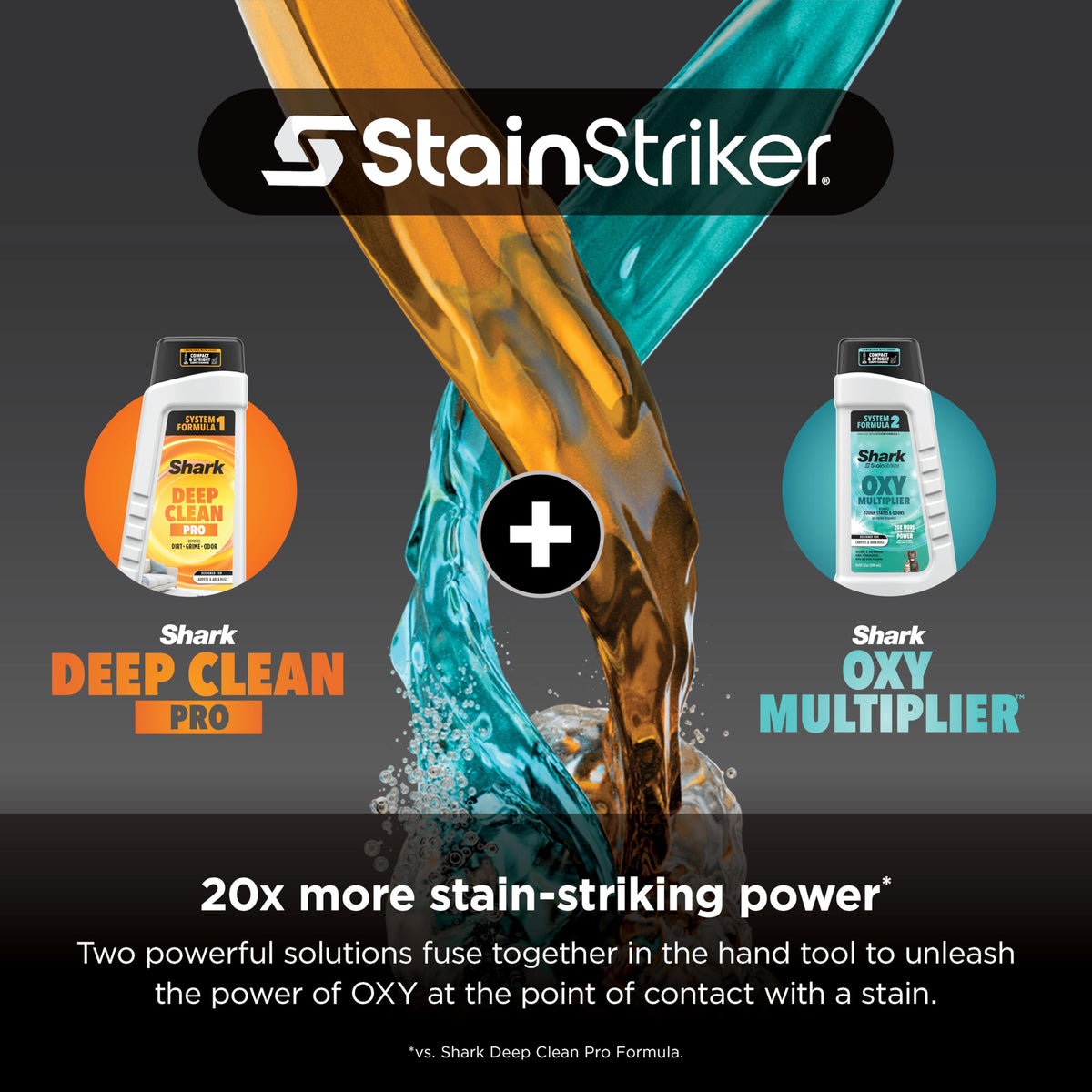 OXY multiplier formula bottle with Shark StainStriker for tougher stains