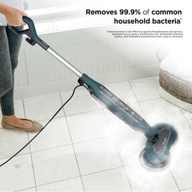 Automatic scrubbing action of Shark mop aids floor cleaning effort.
