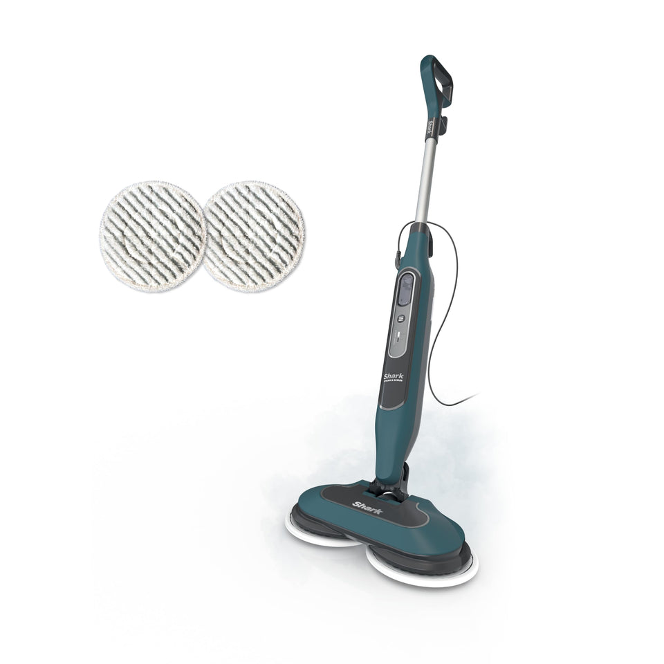 Shark Steam & Scrub Mop in teal viewed from an angled position for overview of design.