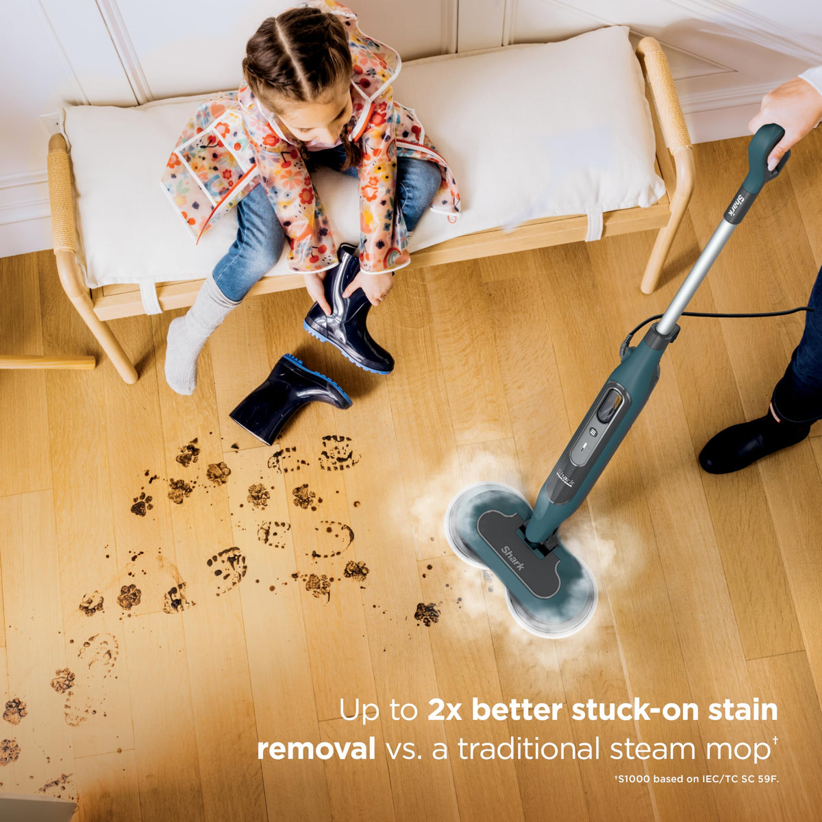 Two steam modes on Shark mop for quick cleans and deeper tasks.