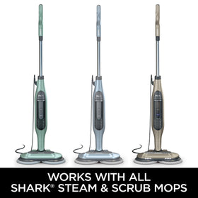 Shark Steam & Scrub mop in use with Dirt Grip pads on the floor.