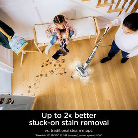 Shark Steam & Scrub rotating pads in motion lifting grime from floors