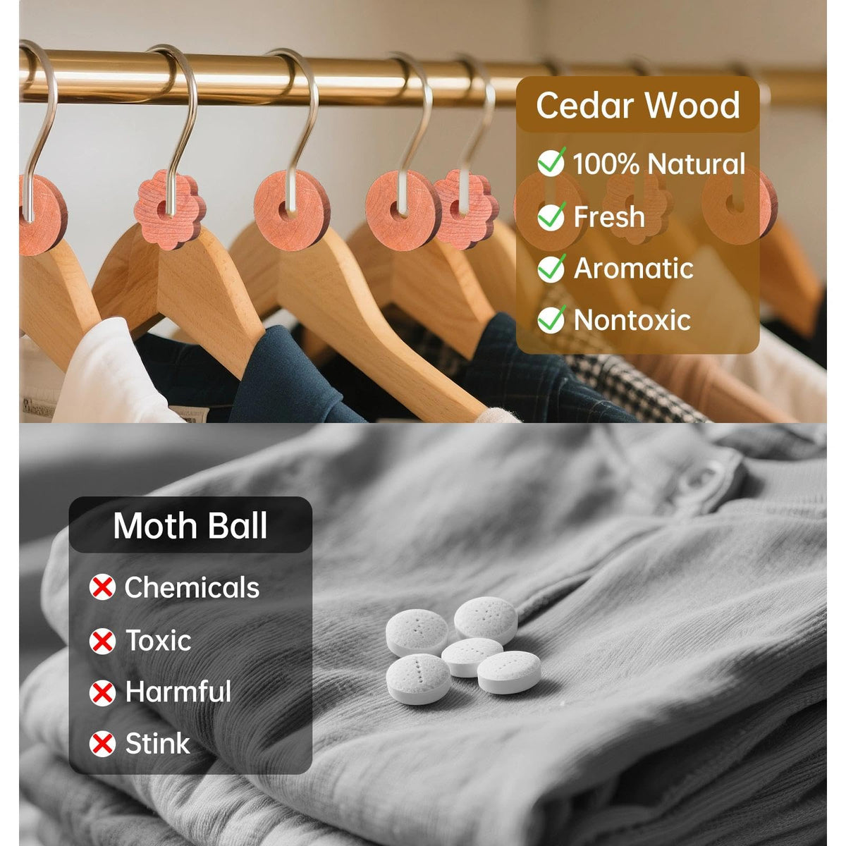 SHARKWOODS heart-shaped cedar blocks brighten drawers while freshening fabrics.