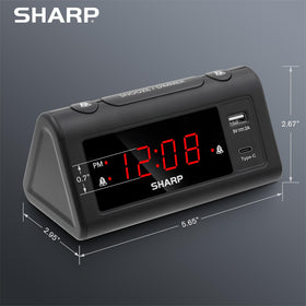 Sharp easy-to-use controls simplify alarm setup and charging without fuss.