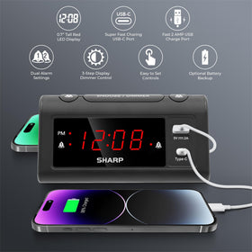 Sharp USB-A port delivers 2A quick charges for other devices.