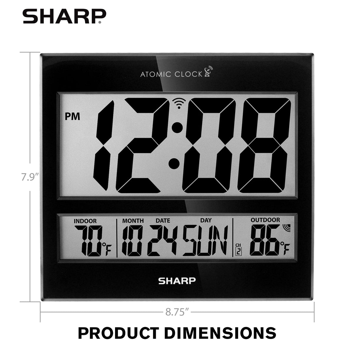 Sharp Atomic Clock battery-powered unit keeps time during outages