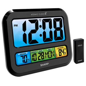 Sharp Atomic Clock with color display and jumbo digits for easy time reading