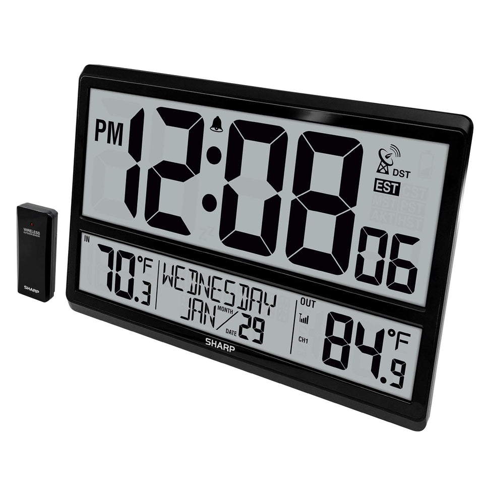 Sharp Atomic Clock with four-inch display for easy reading across the room.