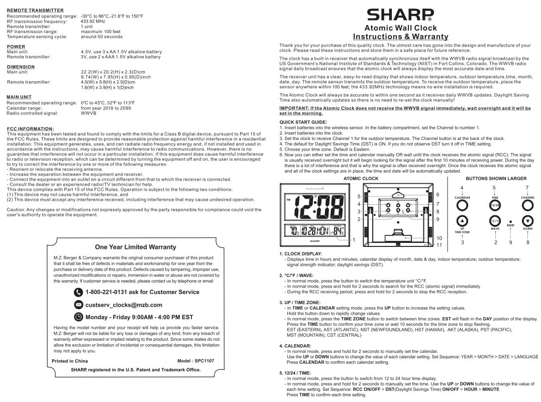 Sharp Atomic Clock can be mounted on wall or placed on a desk