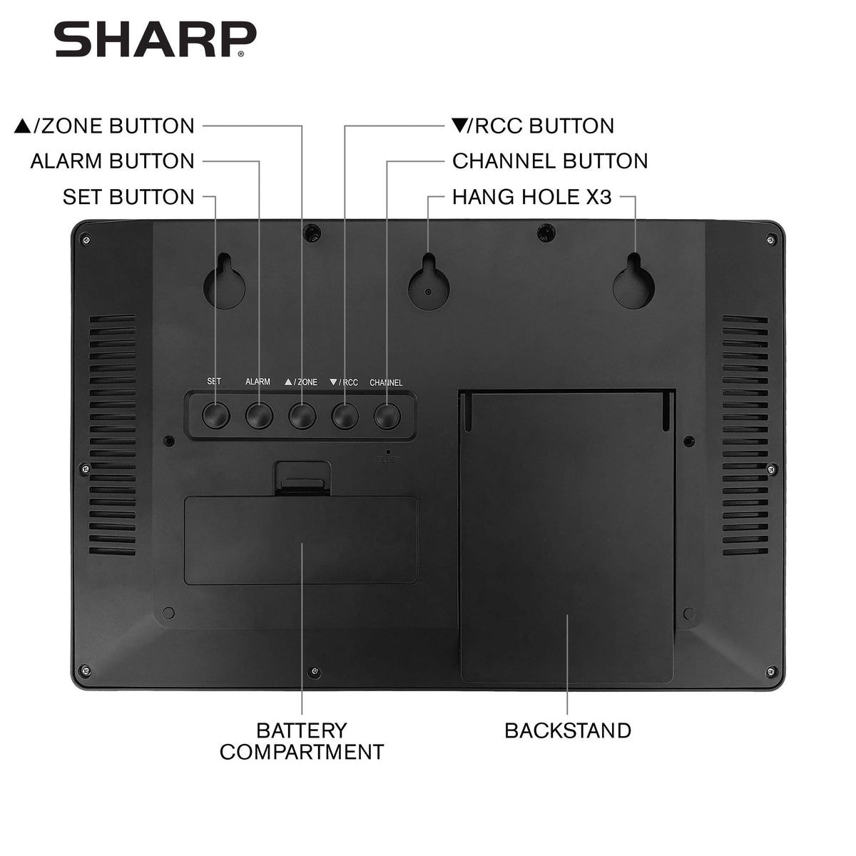 Sharp Atomic Clock can be wall mounted or used on a desk.