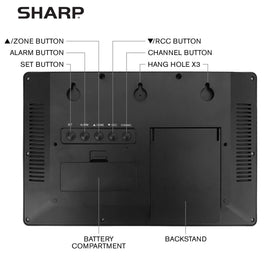 Sharp Atomic Clock can be wall mounted or used on a desk.