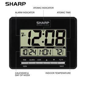 Sharp Atomic Desktop Clock snooze button close up for a quick wakeup