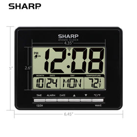 Sharp Atomic Desktop Clock time date display visible from across the room