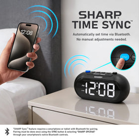 Sharp Auto Set Alarm Clock led display dimmer mode for night viewing