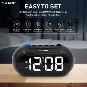 Sharp Auto Set Alarm Clock top controls enable quick, fuss-free operation