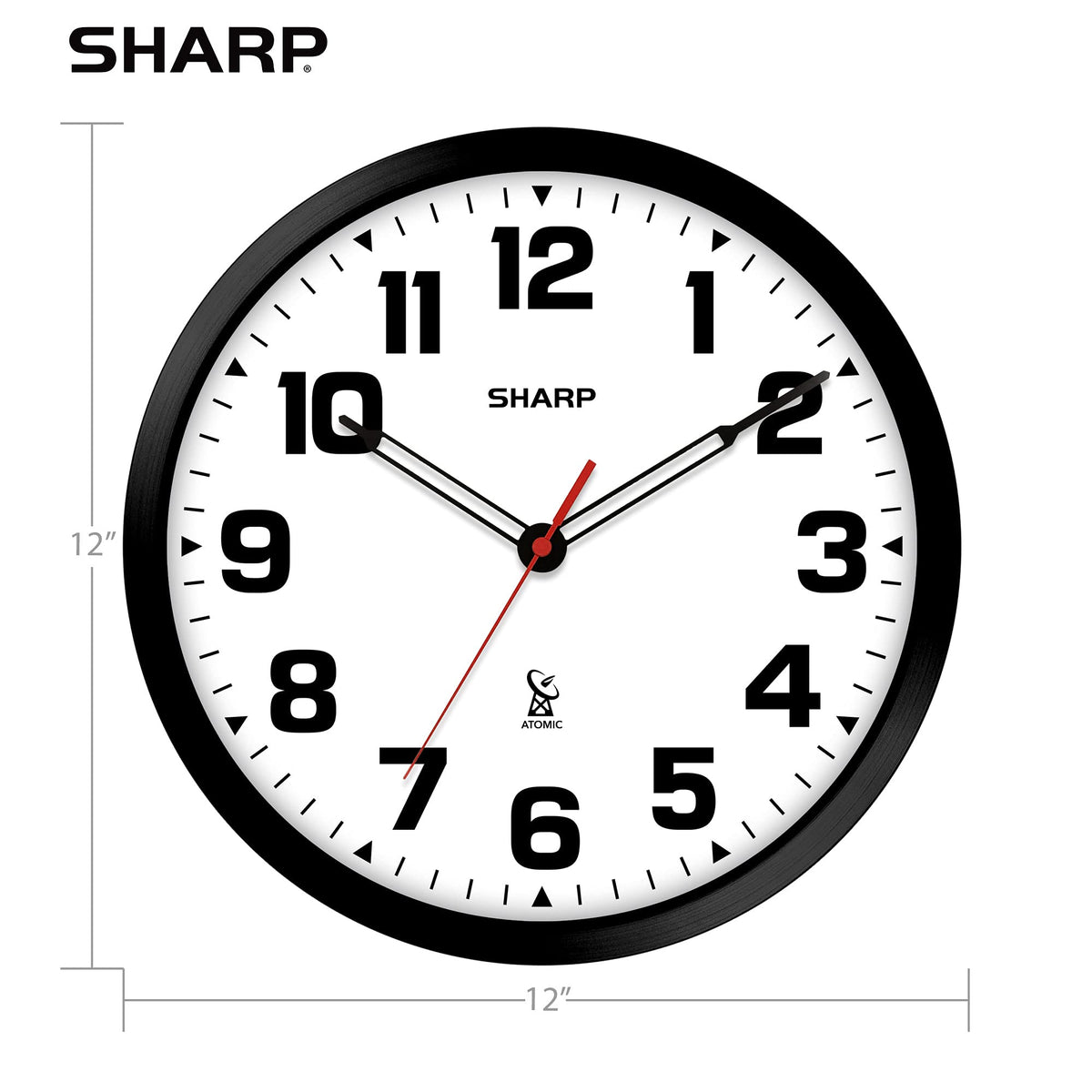 Sharp battery-operated clock keeps time without cords.