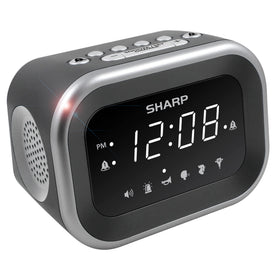 Sharp Big Bang alarm clock front view with bold LED display for quick time reading