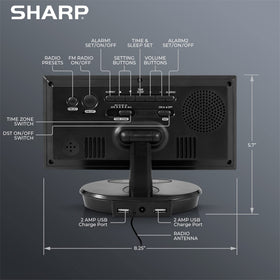 Sharp Digital Alarm Clock with 3 level brightness ideal for night viewing
