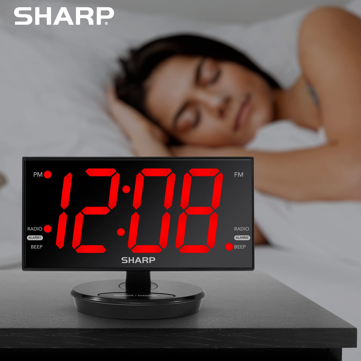 Sharp Dual USB ports charge devices quickly while you sleep