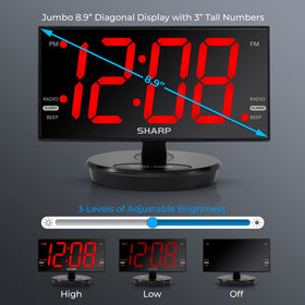 Sharp FM radio built in with presets for easy listening