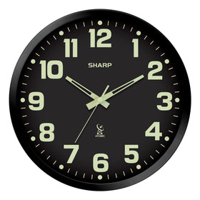 Sharp glow-dark-atomic-clock-face glows softly for easy time reading at night.
