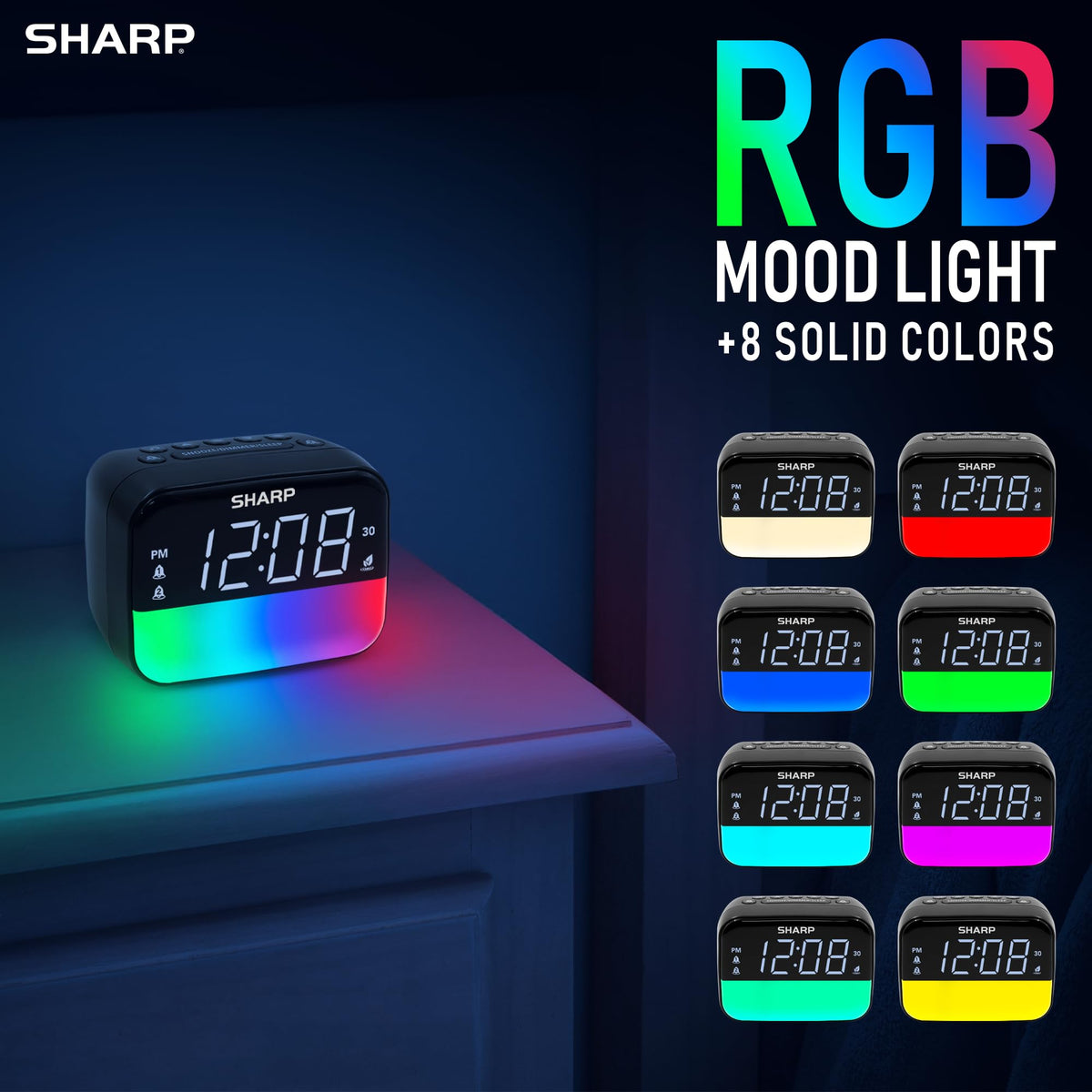 Sharp LED display with dimmer for comfortable viewing day or night.