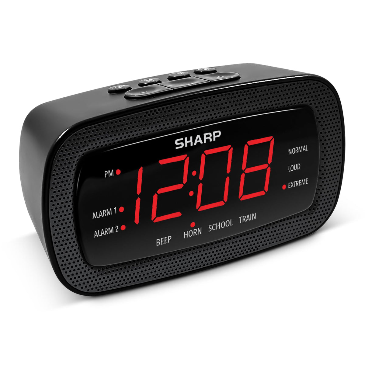 Sharp Shockwave alarm with air horn wakes you decisively for early mornings.