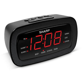 Sharp Shockwave alarm with air horn wakes you decisively for early mornings.