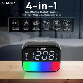 Sharp sleep sounds feature offering six calming options for relaxing evenings.