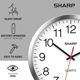 Sharp wall clock is easy to hang in any room.