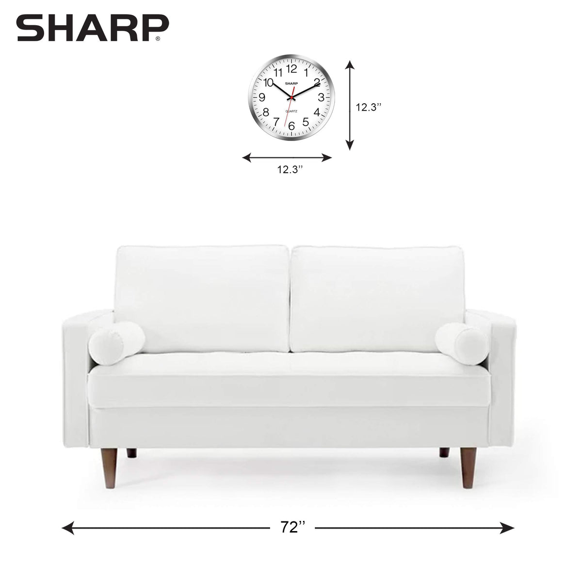 Sharp clock plastic frame with glass lens for easy cleaning.