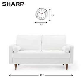 Sharp clock plastic frame with glass lens for easy cleaning.
