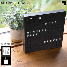 Sharper Image LED Word Clock black finish brings sleek elegance to any room