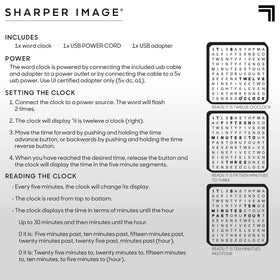 Opened box reveals Sharper Image LED Word Clock packaging and gift-ready presentation