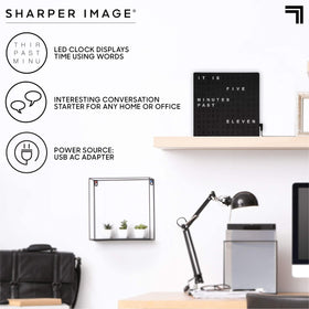 Sharper Image LED Word Clock wall mount adds a modern decor touch