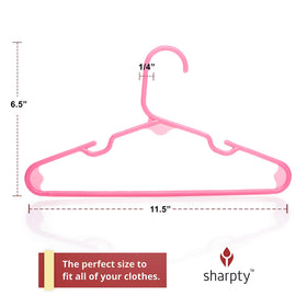Sharpty Notched-shoulder hangers support dresses and tank tops for kids.