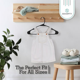 Sharpty hangers support coats and shirts for daily wardrobe needs.