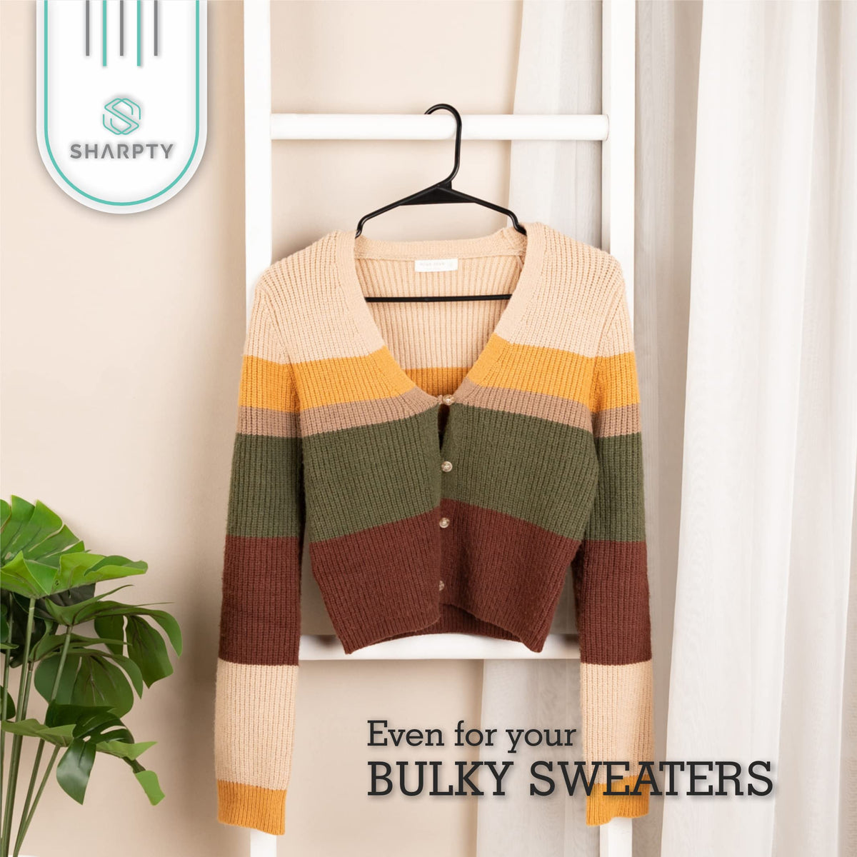 Sharpty grooves suit ties, belts, scarves for versatile organization.