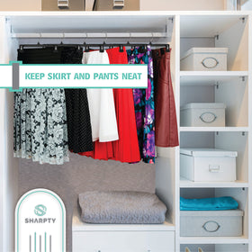 Sharpty 25-pack pant and skirt hangers built to hold heavy garments.