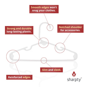 Sharpty Kids Hangers in durable plastic providing sturdy support for growing wardrobes.
