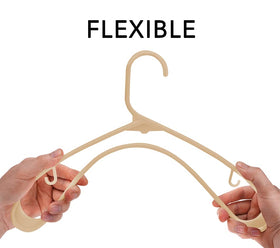 Sharpty beige coat hanger for lightweight jackets and tidy closets.