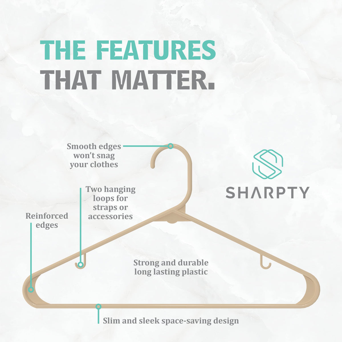 Sharpty beige pants hanger maintains creases and neat storage for trousers.