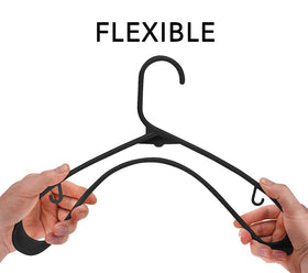 Sharpty coat-hanger in black supports lightweight outerwear