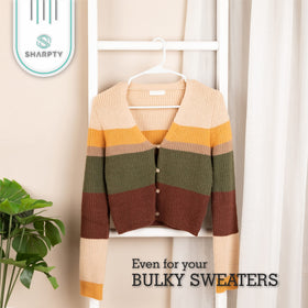 Sharpty plastic hanger with notched shoulders fits delicate straps and camisoles securely.